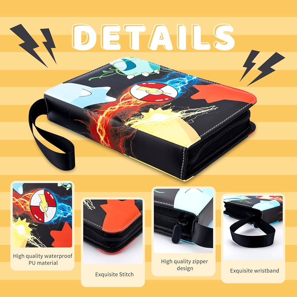 PATPAT Poke-mon Game Card Binder for 400 Cards Trading Cards Holder Organizer, Poke-mon Cards Collection Bag Game Cards Binder Case, Game Cards Case Gifts for Kids Boys Girls PATPAT Poke-mon Game Card Binder for 400 Cards Trading Cards Holder Organizer, Poke-mon Cards Collection Bag Game Cards Binder Case, Game Cards Case Gifts for Kids Boys Girls
